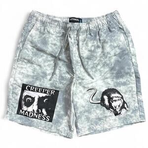 Vitriol Men’s Fusion Grey Wash “Creeper Madness” Grunge Board Shorts Size S